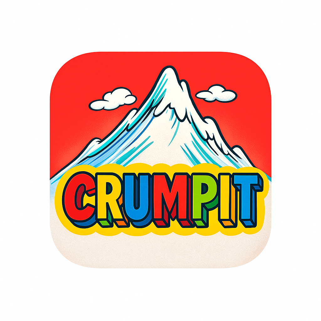 Colorful Crumpit logo with a snowy mountain.