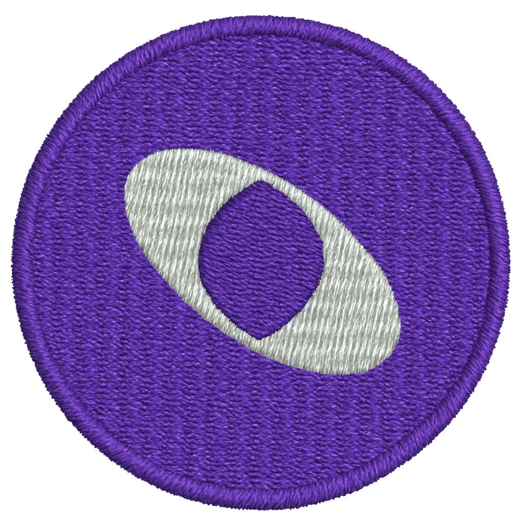 Purple embroidered Orbit patch.